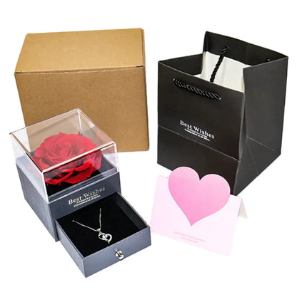 Acrylic Preserved Rose Jewelry Gift Box - Coeur Lumiere de tendresse