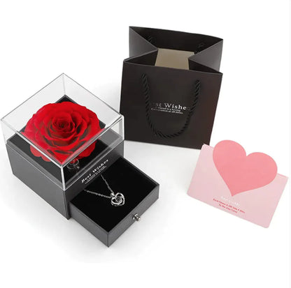 Acrylic Preserved Rose Jewelry Gift Box - Coeur Lumiere de tendresse