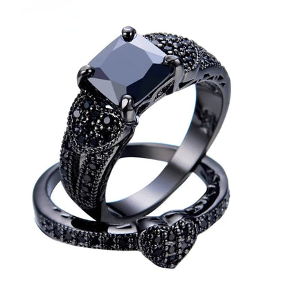 Black Gold Filled Jewelry Zircon Ring - Coeur Lumiere de tendresse