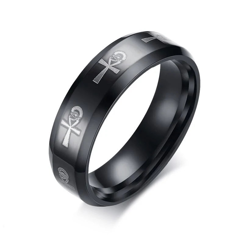 Anka Cross Men's Ring Ancient Egypt Jewelry - Coeur Lumiere de tendresse