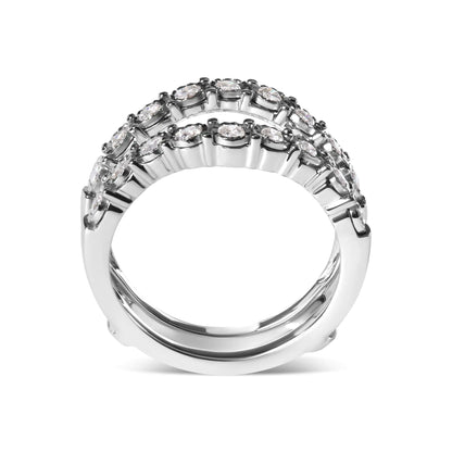 14k White Gold 1/2 Cttw Miracle Set Diamond Enhancer Wrap Ring Guard (H-I Color, I1-I2 Clarity) - Coeur Lumiere de tendresse