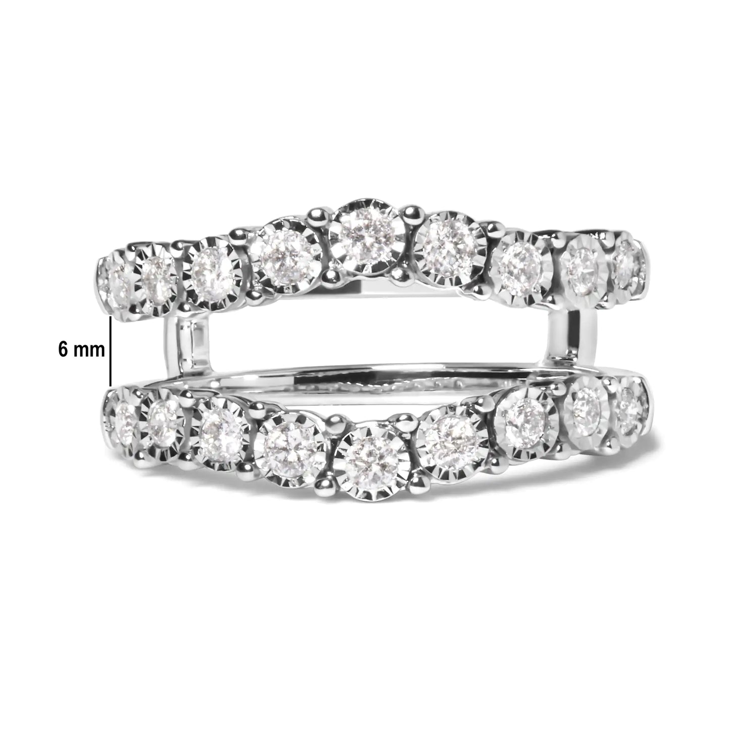 14k White Gold 1/2 Cttw Miracle Set Diamond Enhancer Wrap Ring Guard (H-I Color, I1-I2 Clarity) - Coeur Lumiere de tendresse