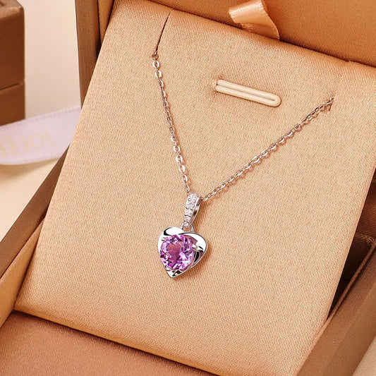 100% Moissanite Necklace 925 Sterling Silver 2CT Heart Cut Diamond Solitaire Pendant Necklace for Women Men Promise Gift Jewelry - Coeur Lumiere de tendresse