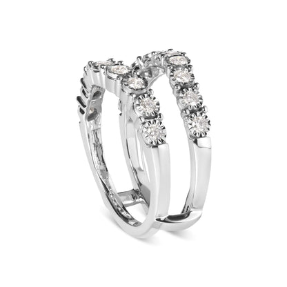 14k White Gold 1/2 Cttw Miracle Set Diamond Enhancer Wrap Ring Guard (H-I Color, I1-I2 Clarity) - Coeur Lumiere de tendresse