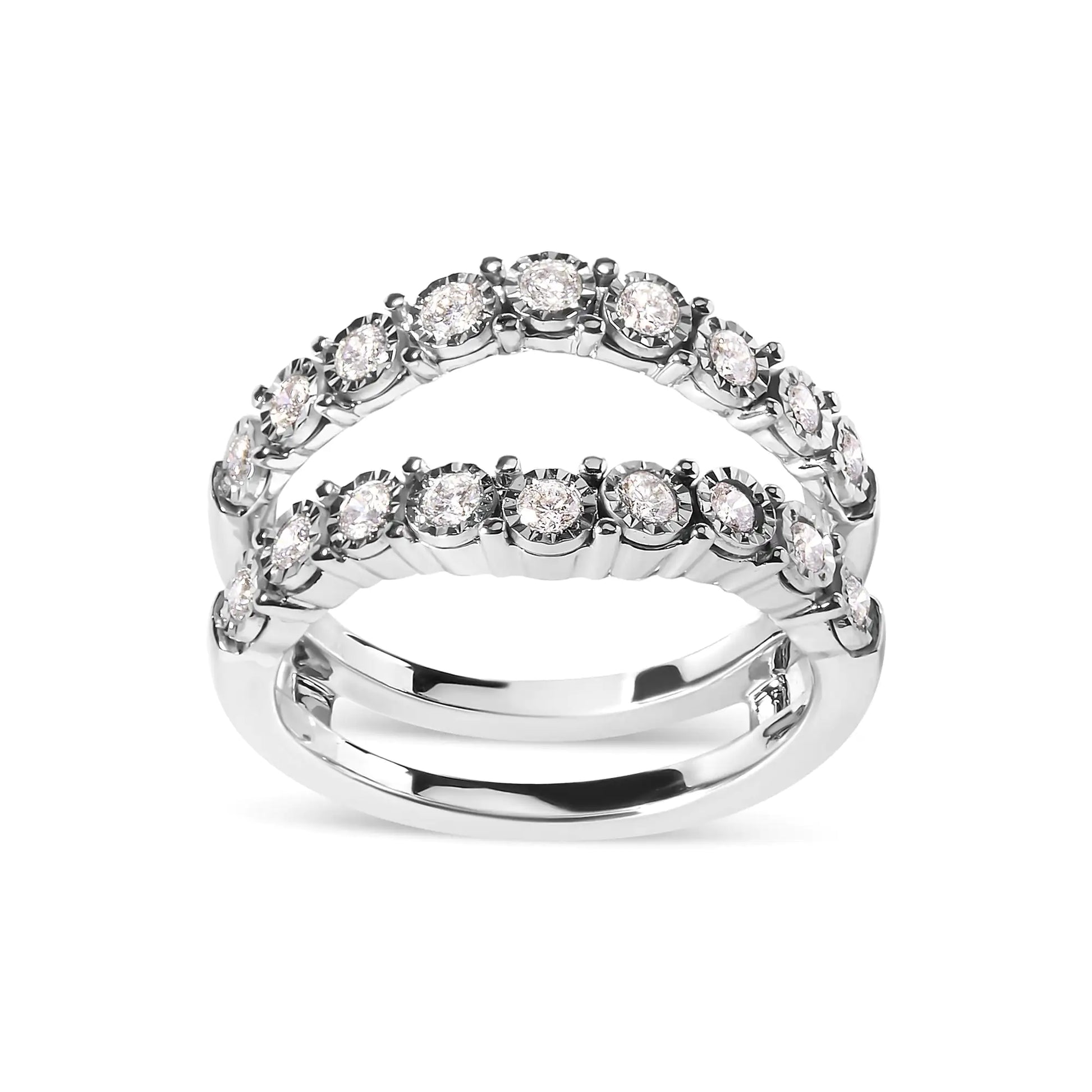 14k White Gold 1/2 Cttw Miracle Set Diamond Enhancer Wrap Ring Guard (H-I Color, I1-I2 Clarity) - Coeur Lumiere de tendresse