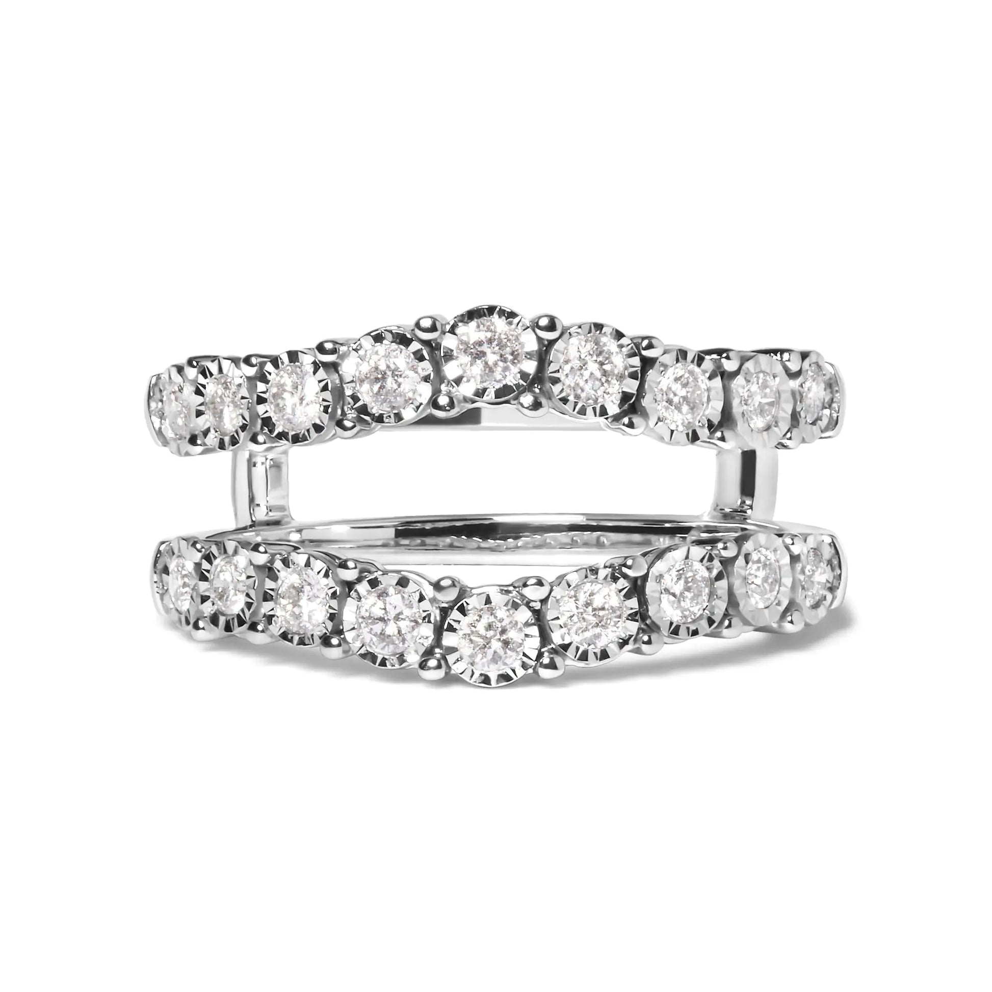 14k White Gold 1/2 Cttw Miracle Set Diamond Enhancer Wrap Ring Guard (H-I Color, I1-I2 Clarity) - Coeur Lumiere de tendresse