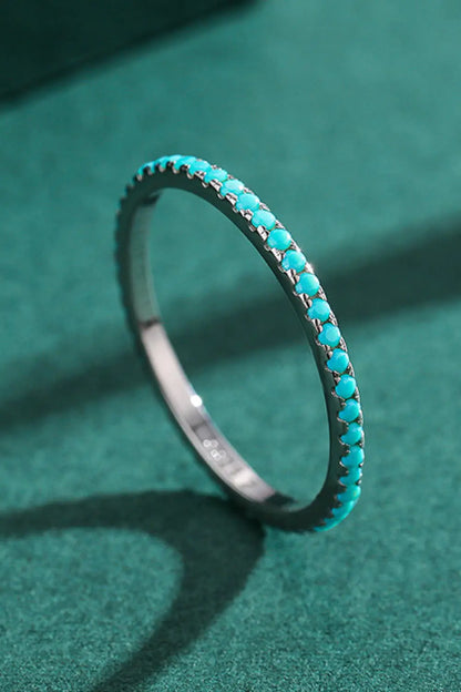 925 Sterling Silver Artificial Turquoise Ring - Coeur Lumiere de tendresse