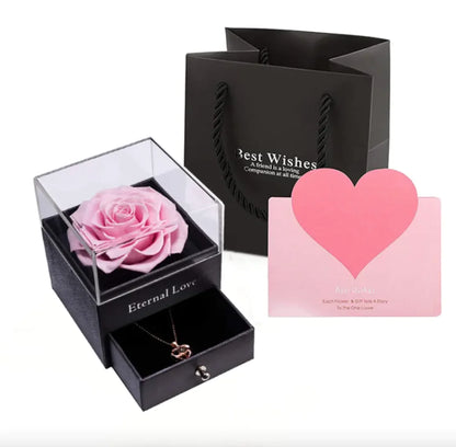 Acrylic Preserved Rose Jewelry Gift Box - Coeur Lumiere de tendresse